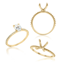 Load image into Gallery viewer, ITI NYC Oval 4 Prong Zinnia with Side Stones Solitaire