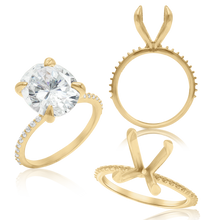 Load image into Gallery viewer, ITI NYC Oval 4 Prong Zinnia with Side Stones Solitaire