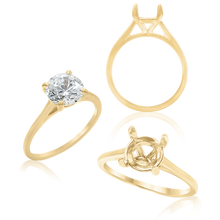 Load image into Gallery viewer, ITI NYC Round 4 Prong Tapered Basket Solitaire