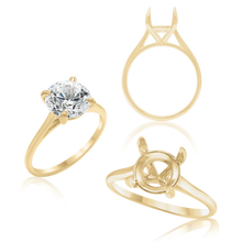 Load image into Gallery viewer, ITI NYC Round 4 Prong Tapered Basket Solitaire