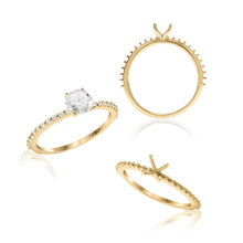 Load image into Gallery viewer, ITI NYC Round 4 Prong Zinnia with Side Stones Solitaire