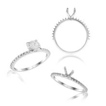 Load image into Gallery viewer, ITI NYC Round 4 Prong Zinnia with Side Stones Solitaire