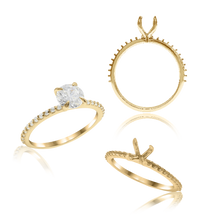 Load image into Gallery viewer, ITI NYC Round 4 Prong Zinnia with Side Stones Solitaire