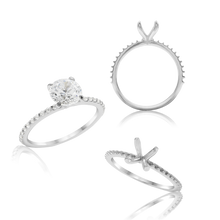 Load image into Gallery viewer, ITI NYC Round 4 Prong Zinnia with Side Stones Solitaire