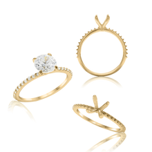 Load image into Gallery viewer, ITI NYC Round 4 Prong Zinnia with Side Stones Solitaire