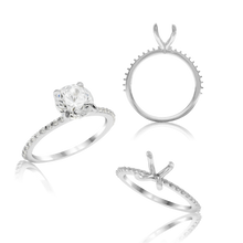 Load image into Gallery viewer, ITI NYC Round 4 Prong Zinnia with Side Stones Solitaire