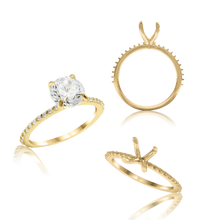 Load image into Gallery viewer, ITI NYC Round 4 Prong Zinnia with Side Stones Solitaire