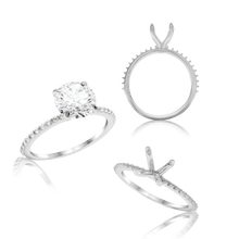 Load image into Gallery viewer, ITI NYC Round 4 Prong Zinnia with Side Stones Solitaire