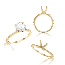 Load image into Gallery viewer, ITI NYC Round 4 Prong Zinnia with Side Stones Solitaire