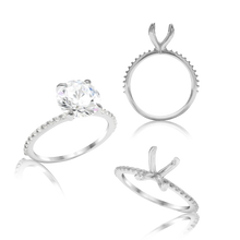 Load image into Gallery viewer, ITI NYC Round 4 Prong Zinnia with Side Stones Solitaire