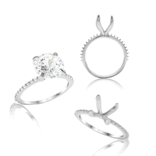 Load image into Gallery viewer, ITI NYC Round 4 Prong Zinnia with Side Stones Solitaire