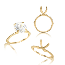 Load image into Gallery viewer, ITI NYC Round 4 Prong Zinnia with Side Stones Solitaire