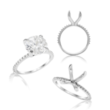 Load image into Gallery viewer, ITI NYC Round 4 Prong Zinnia with Side Stones Solitaire