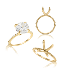 Load image into Gallery viewer, ITI NYC Round 4 Prong Zinnia with Side Stones Solitaire