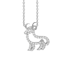 Load image into Gallery viewer, Aries Necklace with Cubic Zirconia in Sterling Silver (16 x 13 mm)
