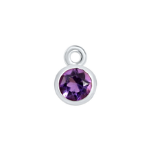 Load image into Gallery viewer, Diamond or Gemstone Bezel Drop Charm in 14K White Gold