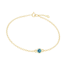 Load image into Gallery viewer, Diamond or Gemstone Round Bezel Charm in 14K Yellow Round Cable Bracelet