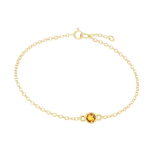 Load image into Gallery viewer, Diamond or Gemstone Round Bezel Charm in 14K Yellow Round Cable Bracelet