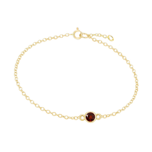 Load image into Gallery viewer, Diamond or Gemstone Round Bezel Charm in 14K Yellow Diamond Cut Cable Bracelet