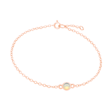 Load image into Gallery viewer, Diamond or Gemstone Round Bezel Charm in 14K Rose Round Cable Bracelet