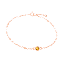 Load image into Gallery viewer, Diamond or Gemstone Round Bezel Charm in 14K Rose Round Cable Bracelet