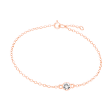 Load image into Gallery viewer, Diamond or Gemstone Round Bezel Charm in 14K Rose Round Cable Bracelet
