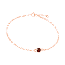 Load image into Gallery viewer, Diamond or Gemstone Round Bezel Charm in 14K Rose Round Cable Bracelet