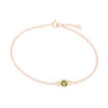 Load image into Gallery viewer, Diamond or Gemstone Round Bezel Charm in 14K Rose Round Cable Bracelet