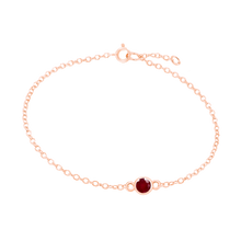 Load image into Gallery viewer, Diamond or Gemstone Round Bezel Charm in 14K Rose Round Cable Bracelet