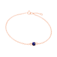 Load image into Gallery viewer, Diamond or Gemstone Round Bezel Charm in 14K Rose Round Cable Bracelet
