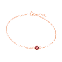 Load image into Gallery viewer, Diamond or Gemstone Round Bezel Charm in 14K Rose Round Cable Bracelet