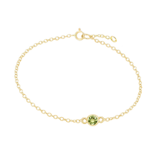 Load image into Gallery viewer, Diamond or Gemstone Round Bezel Charm in 14K Yellow Diamond Cut Cable Bracelet