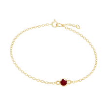 Load image into Gallery viewer, Diamond or Gemstone Round Bezel Charm in 14K Yellow Diamond Cut Cable Bracelet