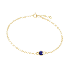 Load image into Gallery viewer, Diamond or Gemstone Round Bezel Charm in 14K Yellow Round Cable Bracelet