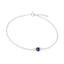 Load image into Gallery viewer, Diamond or Gemstone Round Bezel Charm in 14K White Round Cable Bracelet