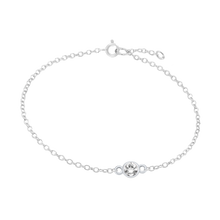 Load image into Gallery viewer, Diamond or Gemstone Round Bezel Charm in 14K White Diamond Cut Cable Bracelet