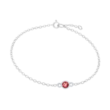 Load image into Gallery viewer, Diamond or Gemstone Round Bezel Charm in 14K White Diamond Cut Cable Bracelet