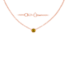 Load image into Gallery viewer, Diamond or Gemstone Round Bezel Charm in 14K Rose Round Cable Necklace (16-18" Extension)