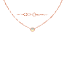 Load image into Gallery viewer, Diamond or Gemstone Round Bezel Charm in 14K Rose Round Cable Necklace (16-18" Extension)