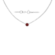 Load image into Gallery viewer, Diamond or Gemstone Round Bezel Charm in 14K White Round Cable Necklace (16-18" Extension)