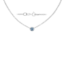 Load image into Gallery viewer, Diamond or Gemstone Round Bezel Charm in 14K White Round Cable Necklace (16-18" Extension)