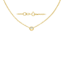 Load image into Gallery viewer, Diamond or Gemstone Round Bezel Charm in 14K Yellow Diamond Cut Cable Necklace (16-18" Extension)