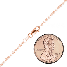 Load image into Gallery viewer, Diamond Cut Broadway Bead Anklet in 14K Rose Gold