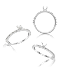 Load image into Gallery viewer, ITI NYC Princess Shape 4 Prong Zinnia With Side Stones Solitaire