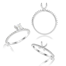 Load image into Gallery viewer, ITI NYC Princess Shape 4 Prong Zinnia With Side Stones Solitaire