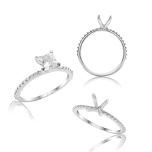 Load image into Gallery viewer, ITI NYC Princess Shape 4 Prong Zinnia With Side Stones Solitaire