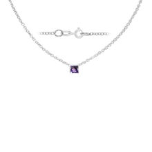 Load image into Gallery viewer, Diamond or Gemstone Square Bezel Charm in 14K White Round Cable Necklace (16-18" Extension)