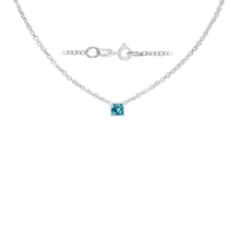 Load image into Gallery viewer, Diamond or Gemstone Square Bezel Charm in 14K White Round Cable Necklace (16-18" Extension)