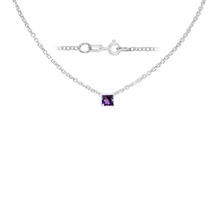 Load image into Gallery viewer, Diamond or Gemstone Square Bezel Charm in 14K White Round Cable Necklace (16-18" Extension)