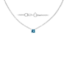 Load image into Gallery viewer, Diamond or Gemstone Square Bezel Charm in 14K White Round Cable Necklace (16-18" Extension)